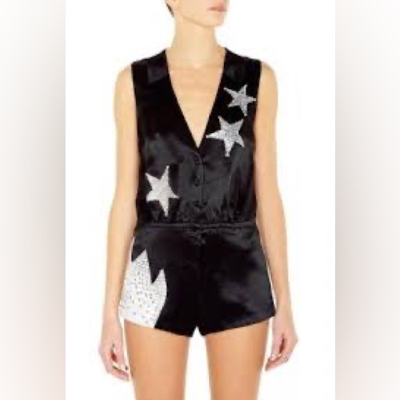 MARC BY MARC JACOBS Cosmo Night Star-Appliquéd Satin Mini Dress Size: L - Picture 12 of 17
